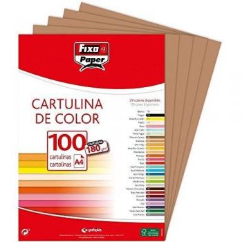 Fixo paper 11110446 z paquete de cartulinas a4 z 100 unidades color marron canela 180g