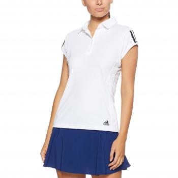 adidas Club 3 Stripes Manga Corta Polo de Camiseta, otoño/Invierno, Mujer, Color Blanco, tamaño Medium