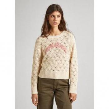 Jersey Grace Logo Beige Pepe Jeans para Mujer - Elegante y Cómodo