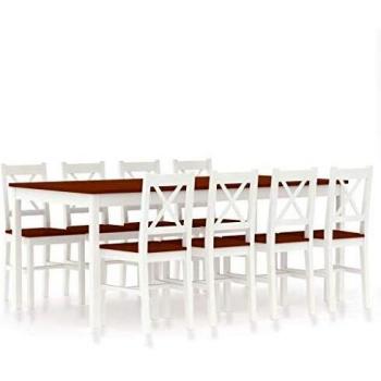 vidaXL Conjunto de Comedor con 9 Pinturas, Color Blanco y marrón