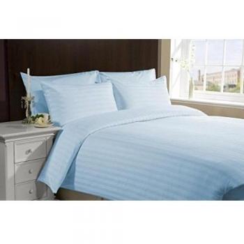 British elección de lino algodón egipcio 600-thread-count satén funda de edredón & pillowcoase., Light Blue Stripe, UK King