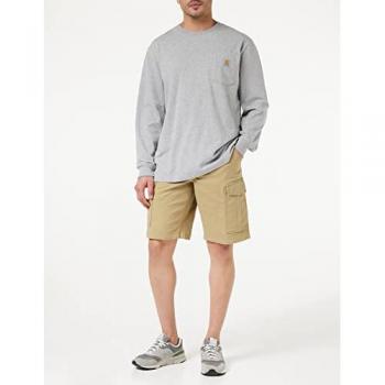 Camisa de manga larga Carhartt Workwear Pocket para hombre, color gris jaspeado, ajuste holgado, talla 2XL