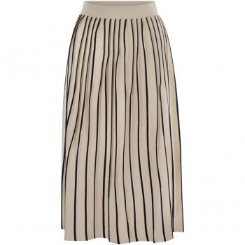 Weekend Max Mara Women's Finance Stretch Viscose Pleated Skirt in White/Blue, Size Medium