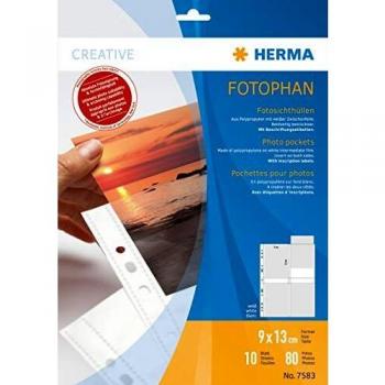HERMA 7583 Funda Perforada A4 para Documentos y Fotografías, 210 x 297 mm, Pack de 10 Unidades