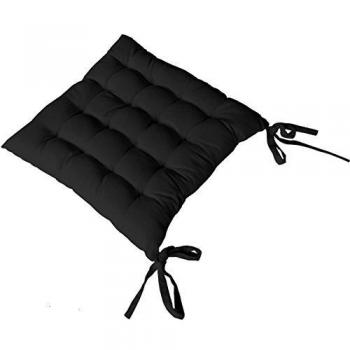 Cojín de Silla Acolchado 38 x 38 x 3 cm LOLA 100% Algodón - Negro