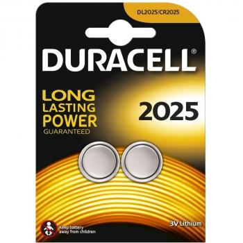 Duracell - Pilas de botón de litio 2025 de 3 V, paquete de 2, con Tecnología Baby Secure, para uso en llaves con sensor magnético, básculas, elementos vestibles, dispositivos médicos