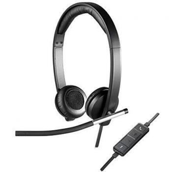 Logitech H650e Auriculares con Cable, Auriculares Estéreo con Micrófono con Supresión de Ruido, USB, Controles Integrados, Indicador Led, PC/Mac/Portátil, Negro