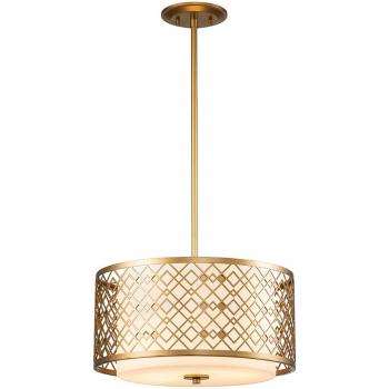 Lámpara colgante Ziggy de Elstead, Ø 40 cm, oro, cilíndrica, 2 luces, lacado en oro