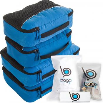 Packing Cubes 4pcs Value Set for Travel - Plus 6pcs Luggage Organiser Zip Bags