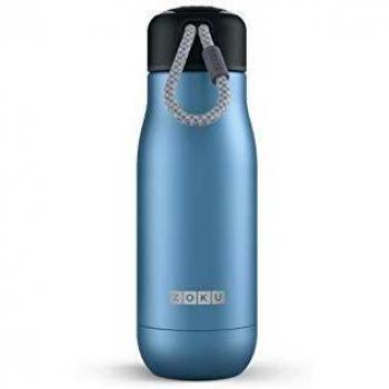 Zoku 350 ml Botella de Agua, Acero Inoxidable, Azul, 6,7 x 6,7 x 21 cm