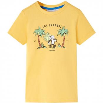 Camiseta Infantil Manga Corta Cuello Redondo Estampado Mono Ocre Claro 140