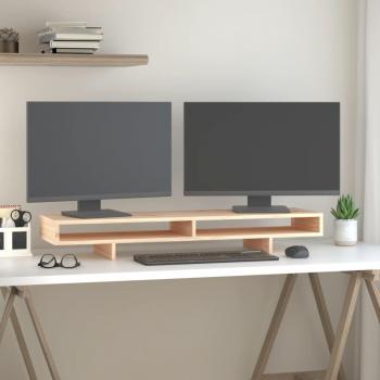 vidaXL Soporte para Monitor Elevador Oficina Madera Maciza de Pino 100x27x14 cm Color Marrón miel, Natural, Blanco y más