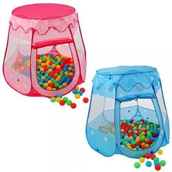 KIDUKU® Tienda de campaña Infantil + 100 Bolas + Bolsa casita de Tela para Jugar Piscina de Bolas Castillo para Interior y Exterior