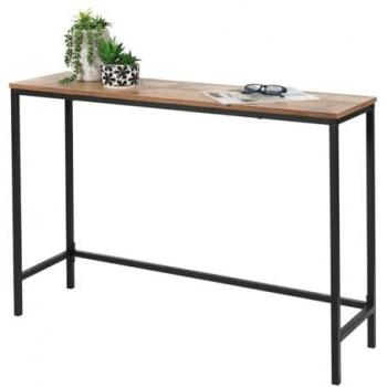 Consola de Entrada Clásica – Estructura de Metal Negro, Color Roble Envejecido – 105x30x75 cm – Colección Oaklander