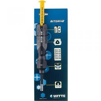 Witte BITDRIVE - Destornillador de carraca con varilla portapuntas magnética de 60 mm y cargador de puntas en el mango surtido Bitflex TIN
