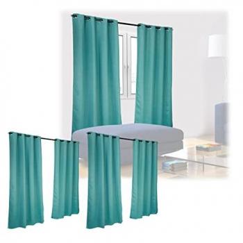 Set de 6 Cortinas Opacas y Oscuras Estampadas, Sobrecortinas para Control de Luz, 245x135cm, Turquesa