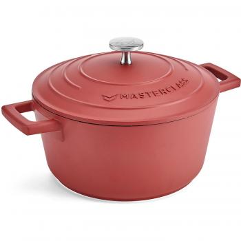 MasterClass Cacerola de Aluminio Fundido Roja con Tapa, 2.5L