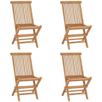 Sillas de jardín plegables de madera maciza de teca - Set de 2/4/6/8 unidades, color marrón