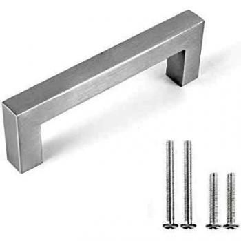 Fulgente 10 pcs Tiradores de Cajón Níquel Cepillado Cuadrado Tiradores Armario de Cocina Tirador de Puerta Tiradores de muebles Hardware Armario de Baño Acero inoxidable Tiradores-96MM
