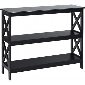 Mesa Consola de 3 Niveles 100x30x80 cm, Mueble de Entrada y Almacenamiento, Color Negro