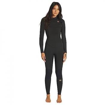 Billabong Traje Neopreno Manga Larga 4/3mm Cremallera Pectoral Synergy para Mujer - Color Wild Black, Talla 14