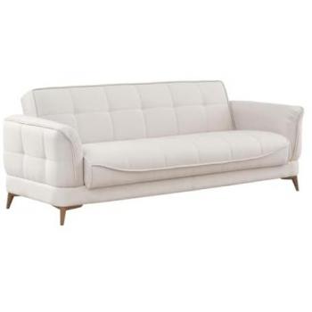 Sofá cama de 3 plazas tipo clic-clac en tela beige PODIDA