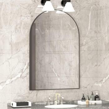 Espejo de Pared Arqueado Negro de 75 x 50 cm con Marco de Metal para Baño y Decoración Interior