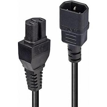 Lindy 30314 Cable de Extensión de Alimentación IEC C14 a IEC C15, 2 Metros, Color Negro