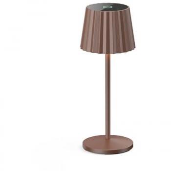 Lámpara de mesa LED recargable Lindby Esali, marrón, aluminio, 29cm, con sensor táctil y regulable