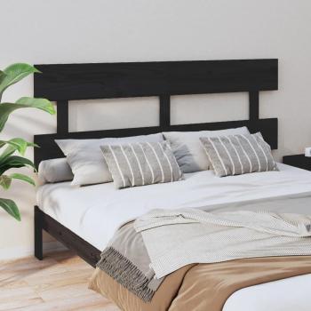 Cabecero de cama negro 154x3x81 cm madera maciza de pino
