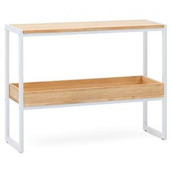 Consola iCub Blanca con Bandeja 120x32x75cm en Madera Maciza de Pino Estilo Nórdico Industrial
