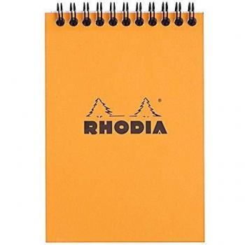 Bloc de notas A6 Rhodia naranja, espiral, cuadrícula 5x5, 160 páginas