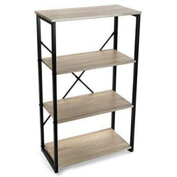 Versa 20880067 Estantería de Pared, Madera y Metal, Negro y marrón, 100 x 29,5 x 61 cm