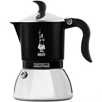 Cafetera de Inducción Bialetti Fiammetta Italiana - Moka de Aluminio y Acero, 2 y 4 Tazas, Colores Rojo, Negro y Gris
