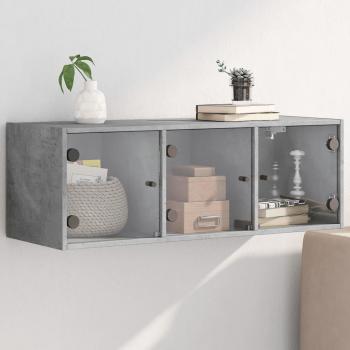 Armario de pared con puerta de vidrio gris hormigón 102x37x35 cm Vidaxl