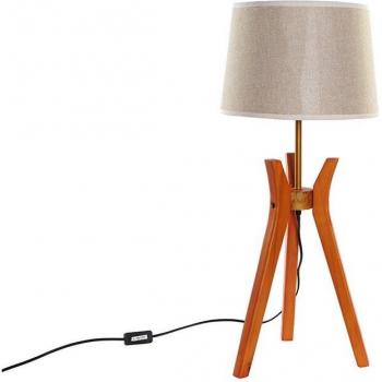 Lámpara de Mesa DKD Home Decor Marrón Beige Poliéster Madera 220 V 50 W
