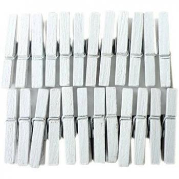 24 Mini Pinzas de Ropa Blancas