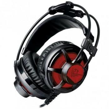 Auriculares Gaming Phoenix Factorheadset Black Edition, Conexión Jack 4 Pines, Incluye Cable con Adaptador a 2 Mini Jacks, Iluminación LED