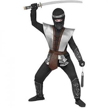 WIDMANN Disfraz infantil de ninja Master, color negro/plateado, 158