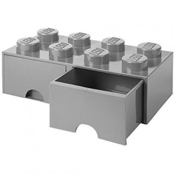 Room Copenhagen 40061740 Caja de Almacenaje Apilable con 2 Cajones, Ladrillo 8 pomos, 9.4 l, Gris