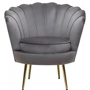 Sillón de terciopelo 'Floria' - 75 x 68 x 77,5 cm - Gris