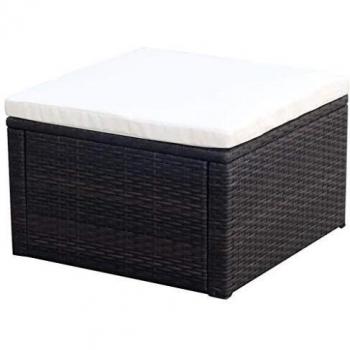 Vidaxl taburete otomana poli ratan 53x53x30 cm marron