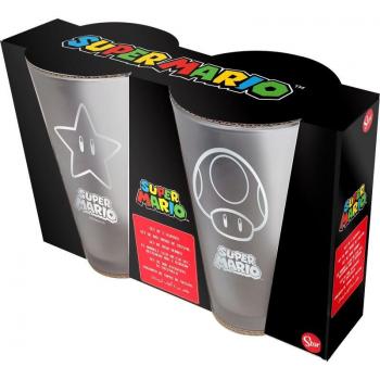 Set de 2 Vasos de Cristal Super Mario 490 ml