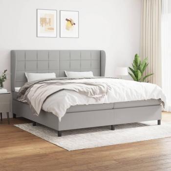 Cama box spring con colchón de muelles gris claro 200x200 cm tela