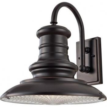 Aplique de pared exterior Elstead Redding Station, bronce, grande, 1 luz, cúpula pescador, IP44, casquillo E27