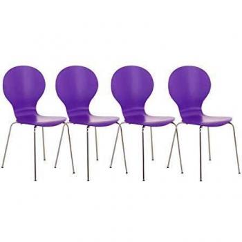 Set de 4 Sillas Apilables Diego con Asiento Ergonómico de Madera y Estructura Metálica, Fácil Mantenimiento