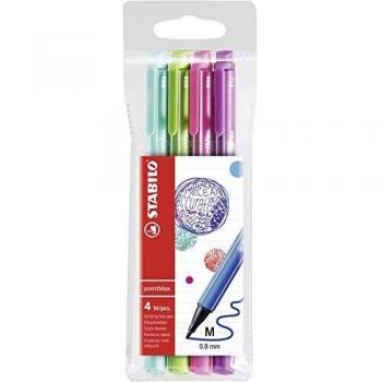 Estuche de 4 rotuladores Stabilo Point Max punta 0,8mm colores azul, verde, rosa y violeta