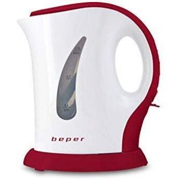 Beper 90.950H/RED Hervidor de agua eléctrico, 1 l, 950 W, Blanco y rojo