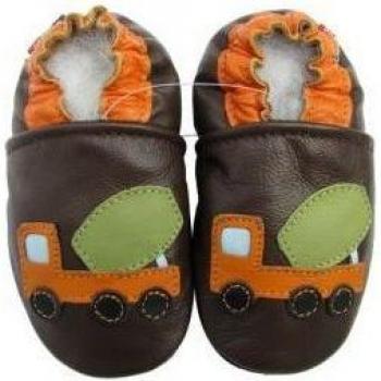 Zapatillas de Piel para Bebés 0-6 Meses - Camión (1 Par)