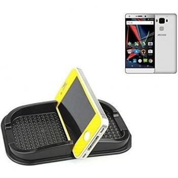 Montaje autoadhesivo de goma para el salpicadero / escritorio, adecuado para Archos Diamond 2 Plus, negro. Incl. Compartimento de almacenamiento para vasos, monedas, llaves, etc. titular salpicadero, titular Smartphone móvil titular de teléfono, taza, s